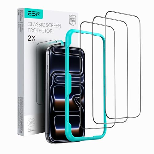 ESR 3 Pack for iPhone 17 Pro Tempered Glass Screen Protectors, High Clarity, 9H Hardness Scratch Resistant, Military-Grade, Shatterproof, Screen Guard with Easy Installation Tool